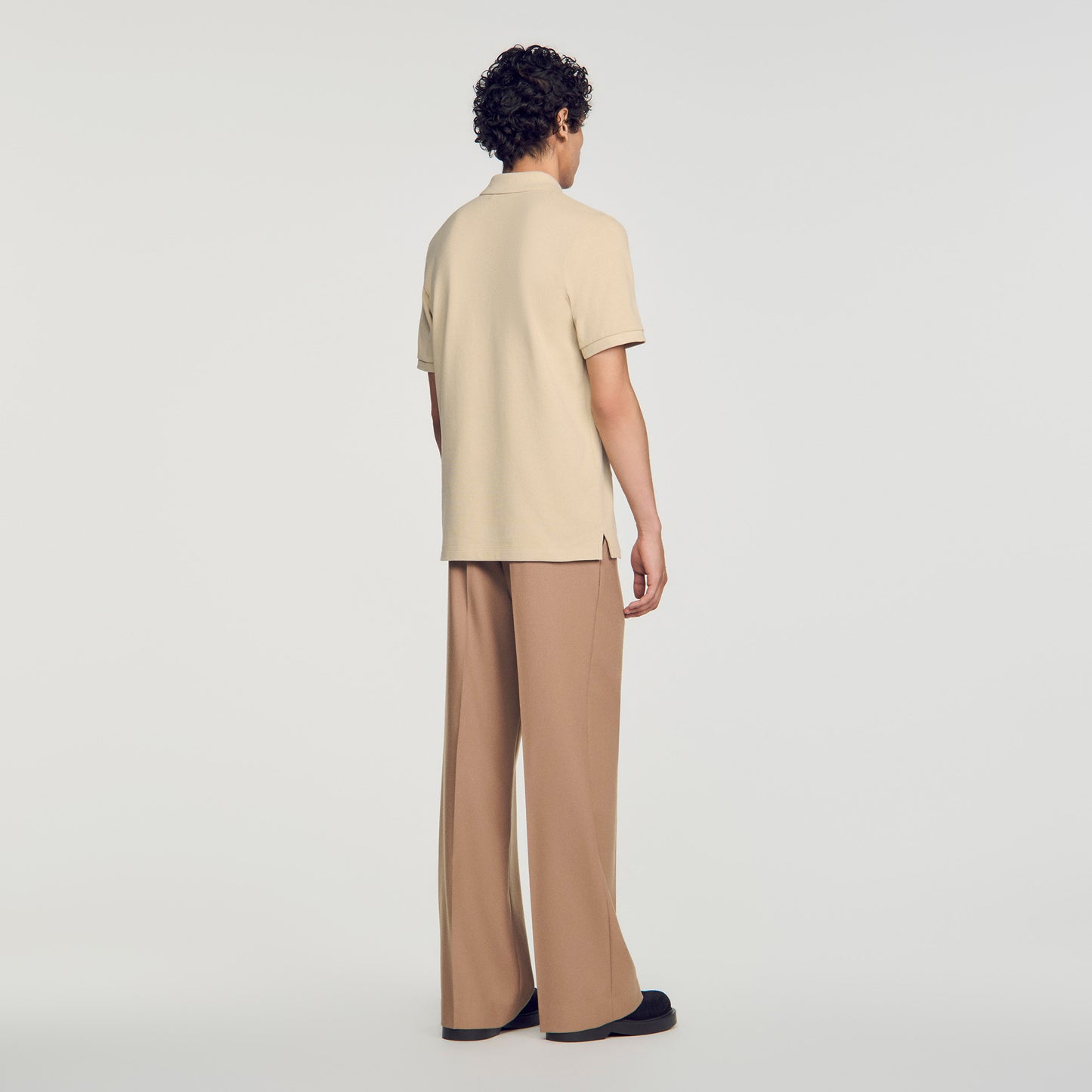 Polo Tonal Patch 4S Cotton polo shirt with leather logo Beige