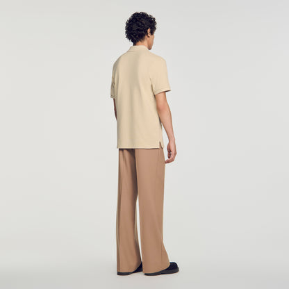 Polo Tonal Patch 4S Cotton polo shirt with leather logo Beige