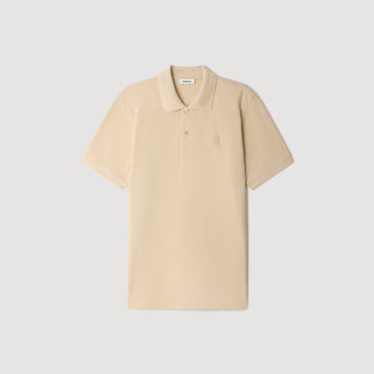 Polo Tonal Patch 4S Cotton polo shirt with leather logo Beige