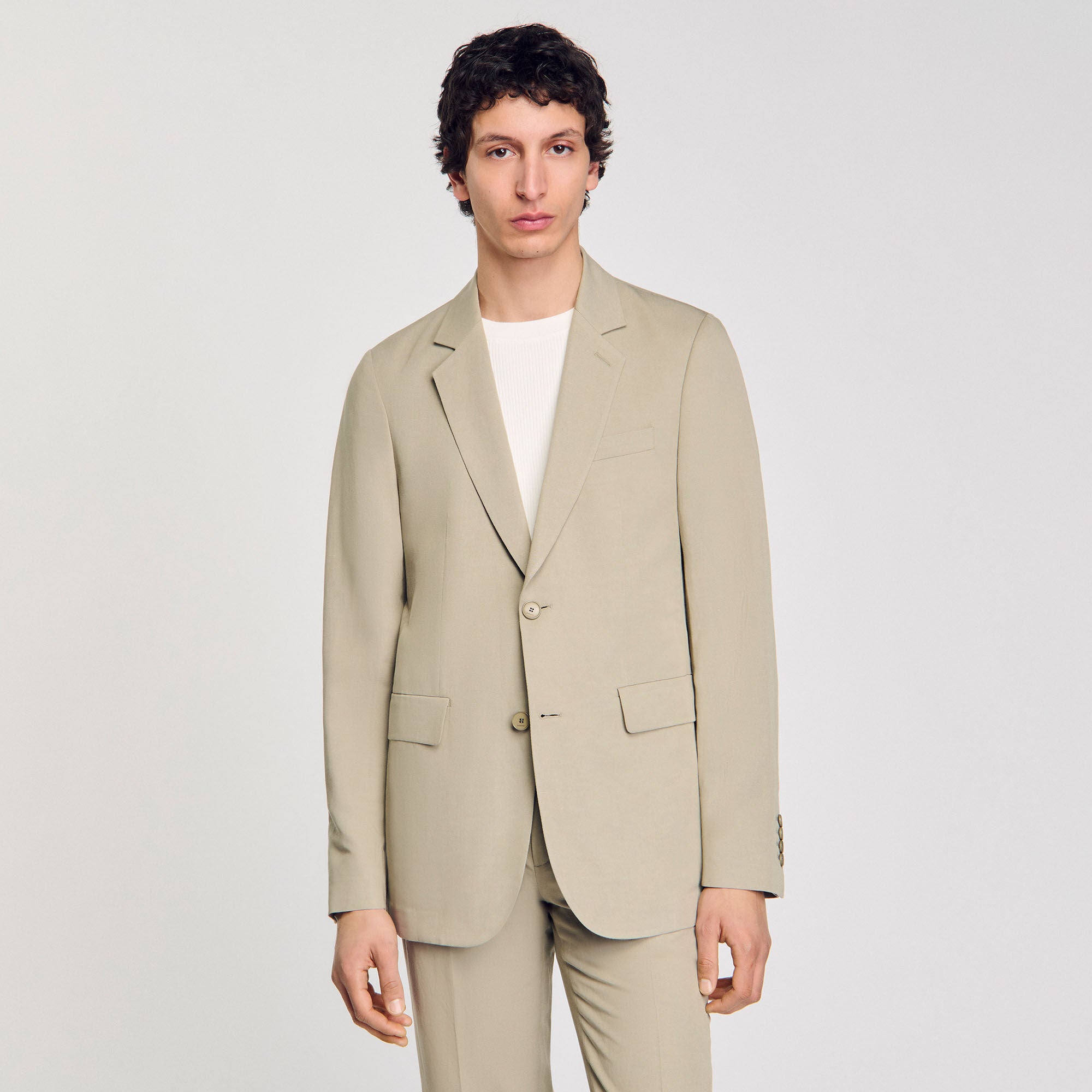  Formal Linen Suit Jacket Light Kaki.