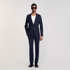  Formal Destructure Wool Stretch Wool Suit Jacket Navy Blue
