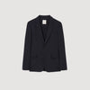  Formal Destructure Wool Stretch Wool Suit Jacket Navy Blue