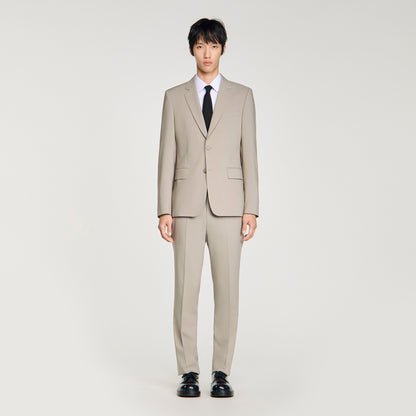 Formal Wool Suit Jacket Aluminum