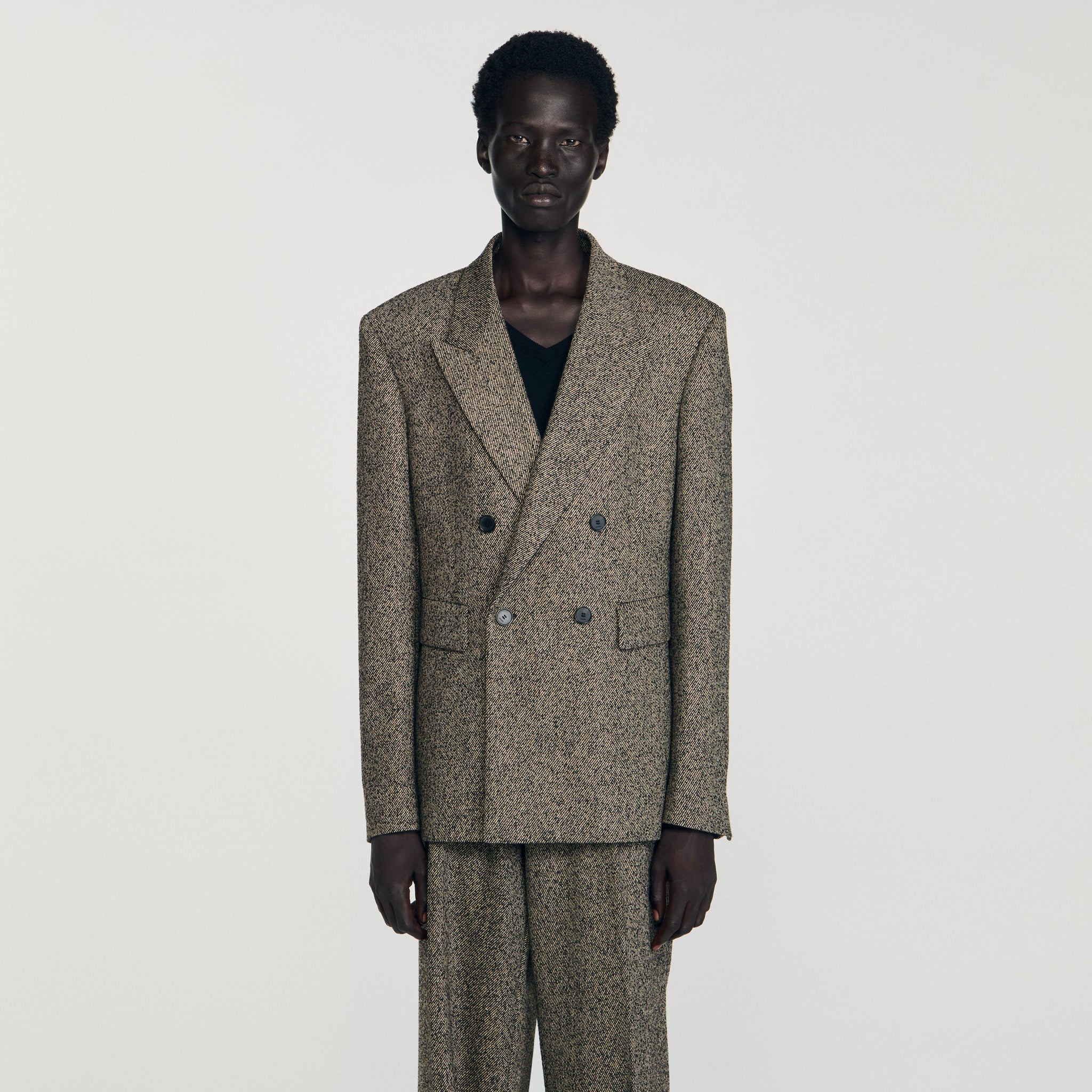Tweed Suit Double-Breasted Suit Jacket String Chine
