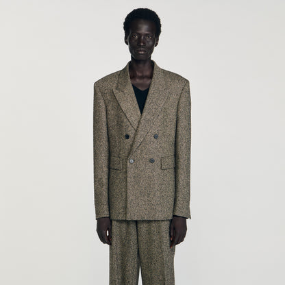 Tweed Suit Double-Breasted Suit Jacket String Chine