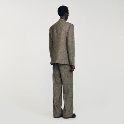Tweed Suit Double-Breasted Suit Jacket String Chine