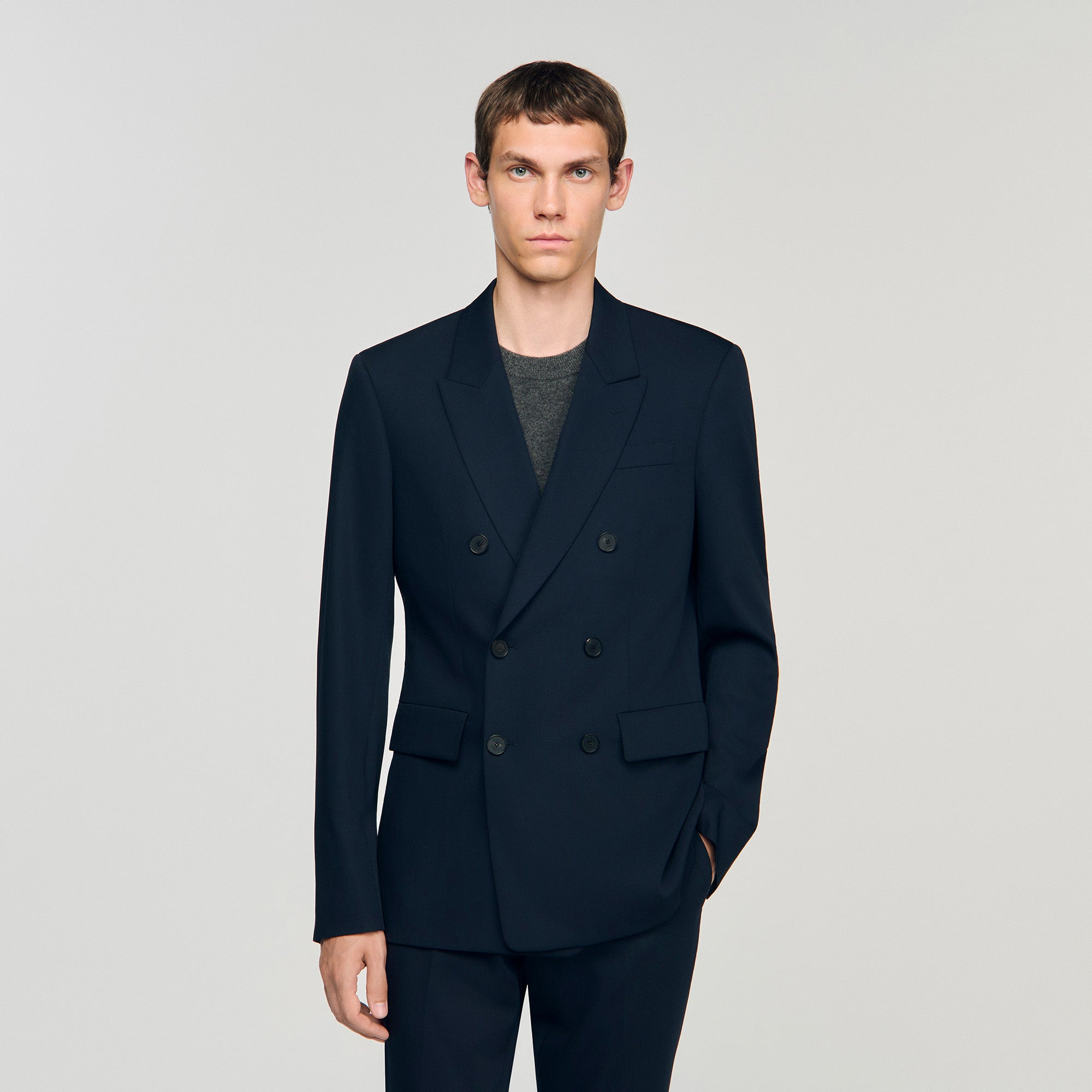 New Croise Double-breasted suit jacket Navy Blue