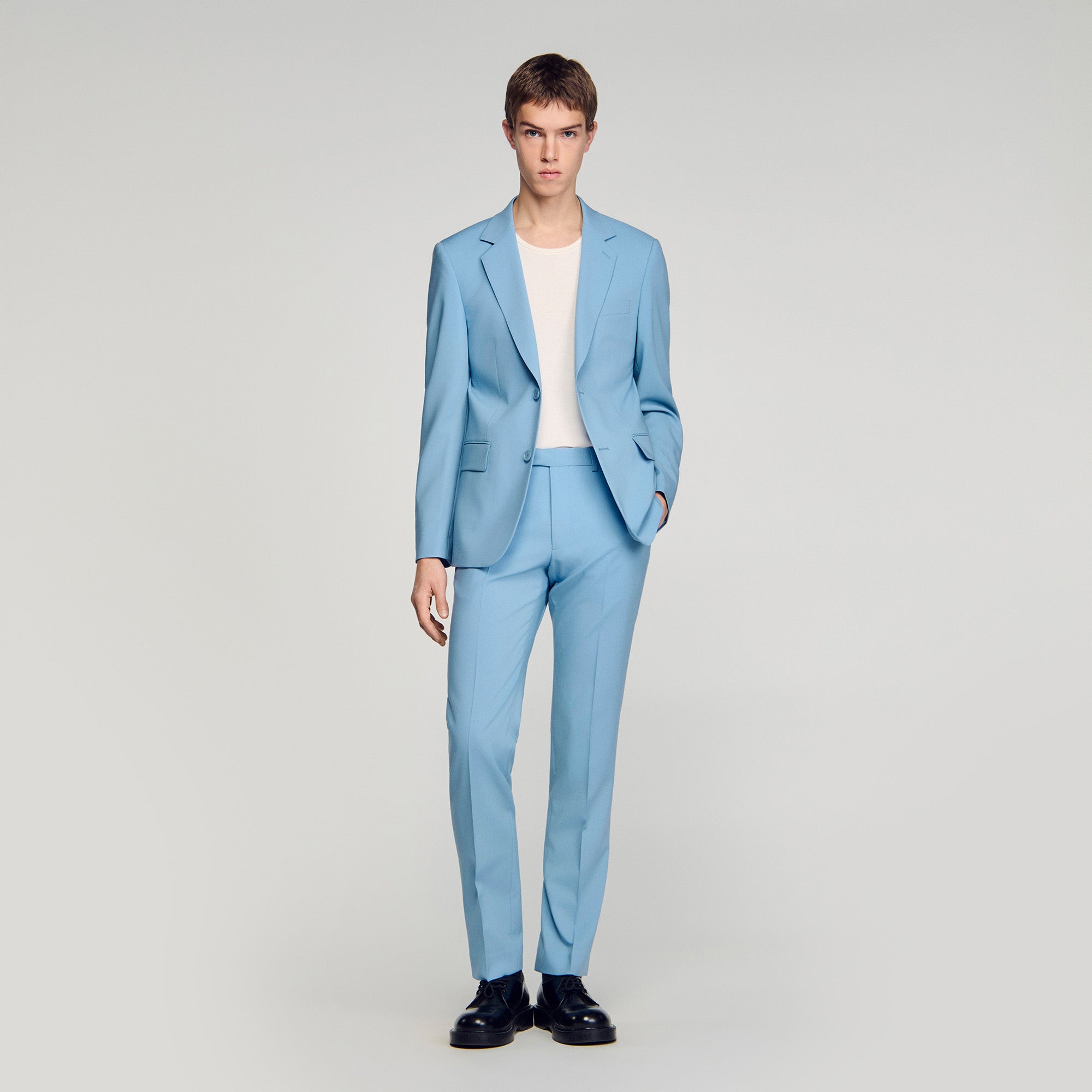 Formal Bleu Ciel Wool Suit Jacket Sky Blue