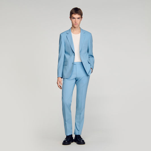Formal Bleu Ciel Wool Suit Jacket Sky Blue