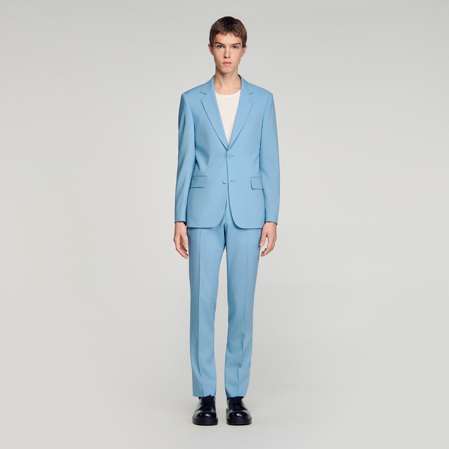 Formal Bleu Ciel Wool Suit Jacket Sky Blue