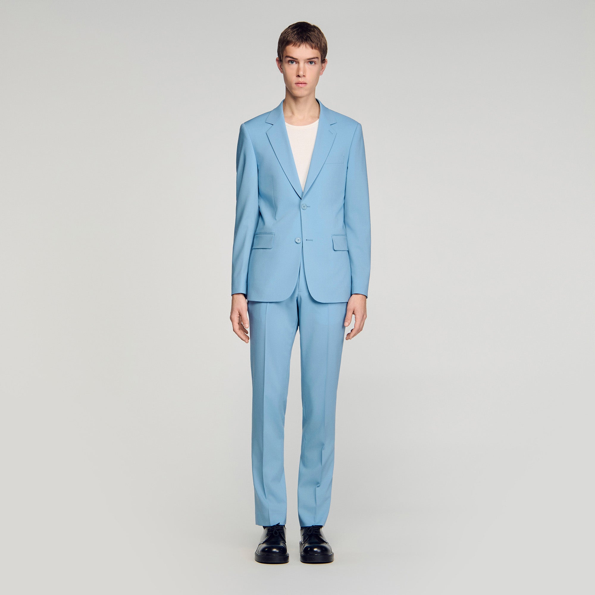 Formal Bleu Ciel Wool Suit Jacket Sky Blue