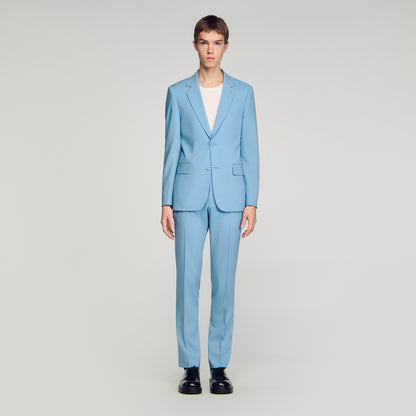 Formal Bleu Ciel Wool Suit Jacket Sky Blue