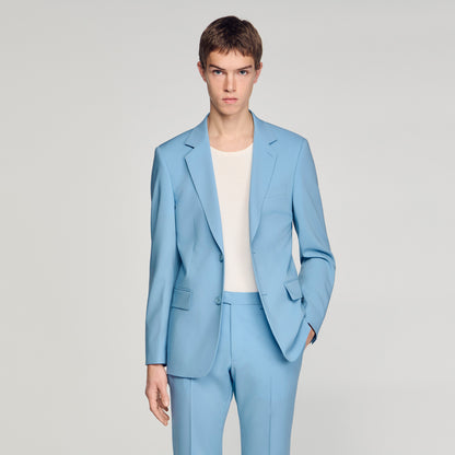 Formal Bleu Ciel Wool Suit Jacket Sky Blue