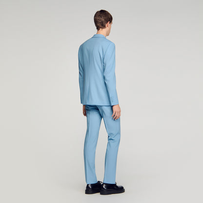 Formal Bleu Ciel Wool Suit Jacket Sky Blue