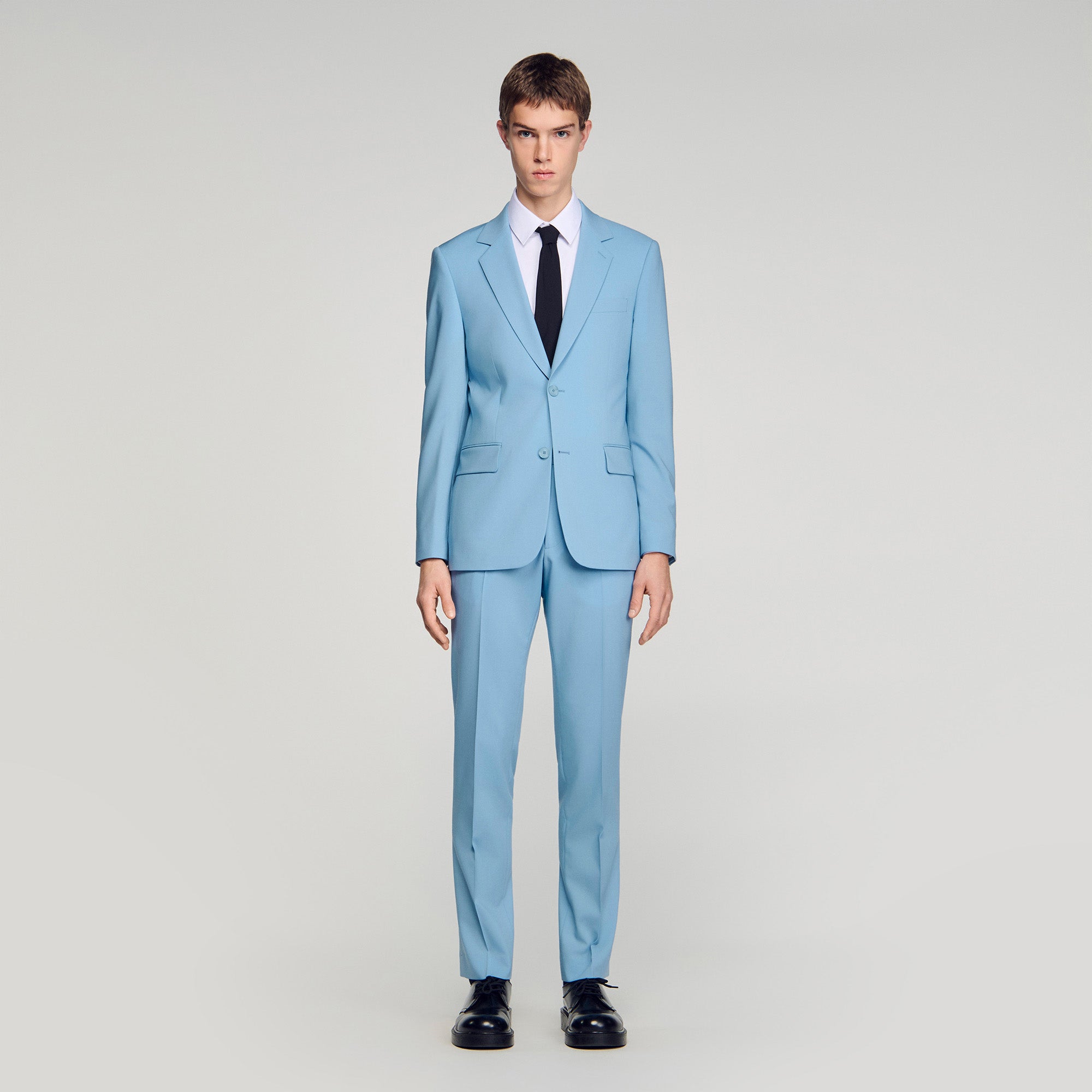 Formal Bleu Ciel Wool Suit Jacket Sky Blue