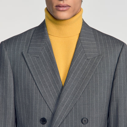Croisee 4B Pinstripes Abstract pattern wool jacket Middle Grey