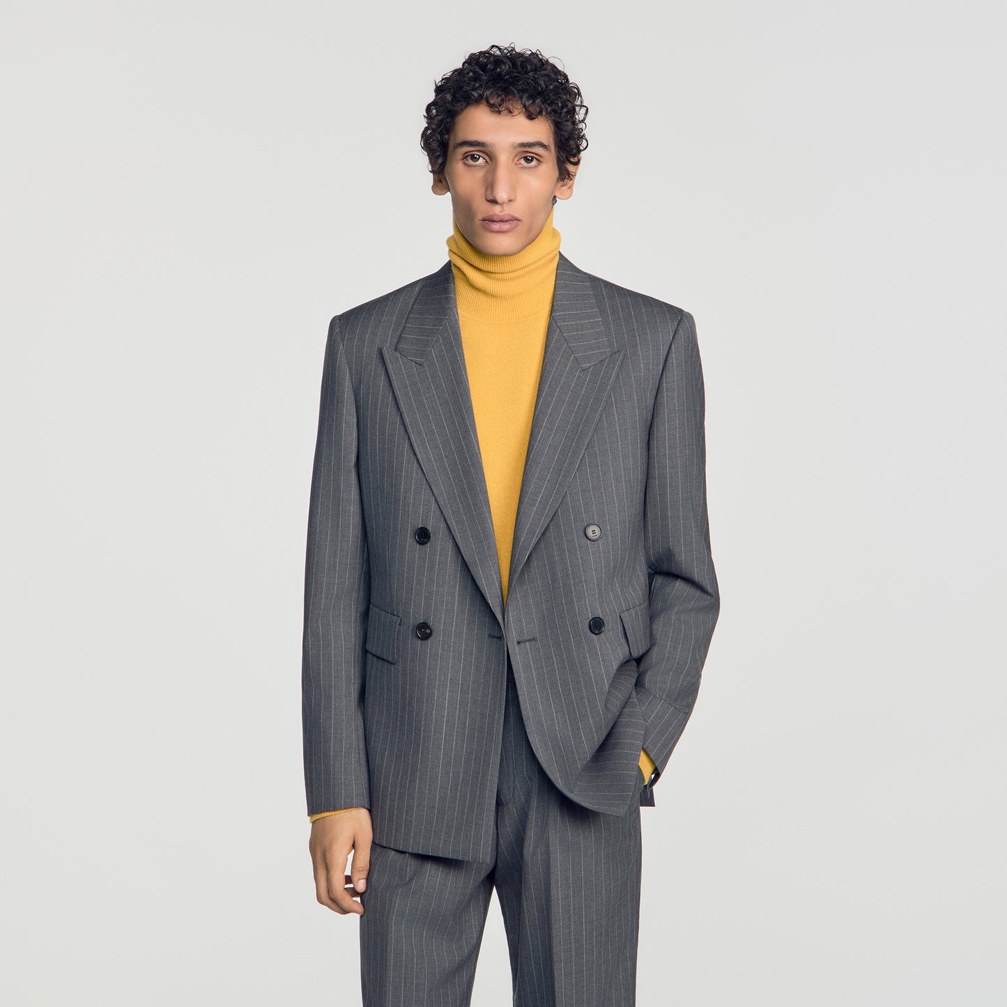 Croisee 4B Pinstripes Abstract pattern wool jacket Middle Grey