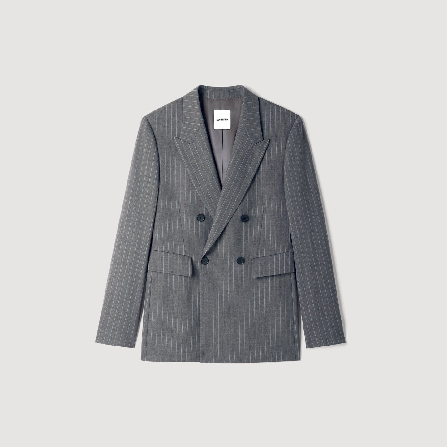 Croisee 4B Pinstripes Abstract pattern wool jacket Middle Grey