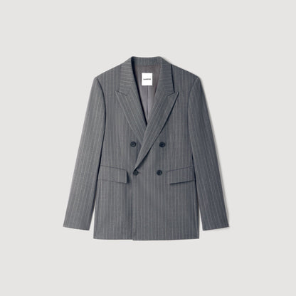 Croisee 4B Pinstripes Abstract pattern wool jacket Middle Grey