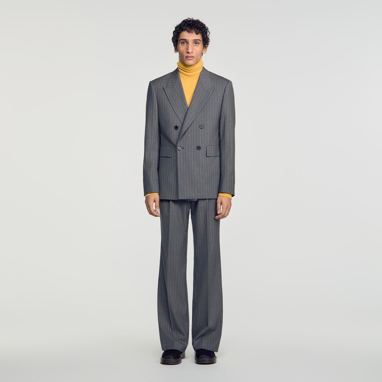 Croisee 4B Pinstripes Abstract pattern wool jacket Middle Grey