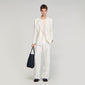 Croise Mode Lin Double-Breasted Linen Suit Jacket White