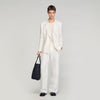 Croise Mode Lin Double-Breasted Linen Suit Jacket WHITE