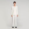 Croise Mode Lin Double-Breasted Linen Suit Jacket WHITE