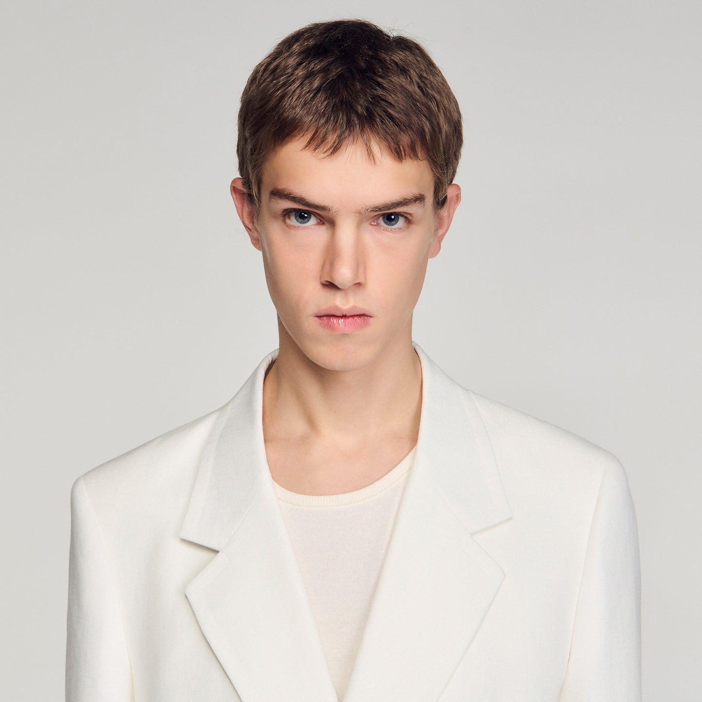 Croise Mode Lin Double-Breasted Linen Suit Jacket WHITE