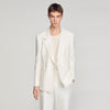 Croise Mode Lin Double-Breasted Linen Suit Jacket WHITE