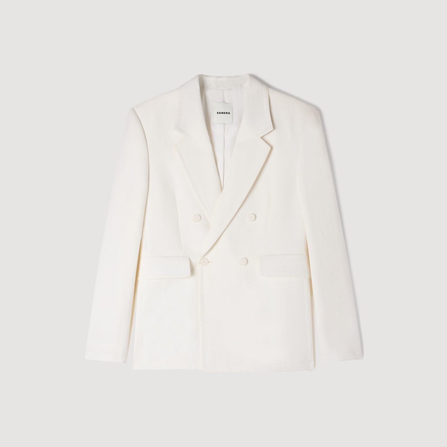 Croise Mode Lin Double-Breasted Linen Suit Jacket WHITE
