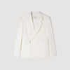 Croise Mode Lin Double-Breasted Linen Suit Jacket WHITE
