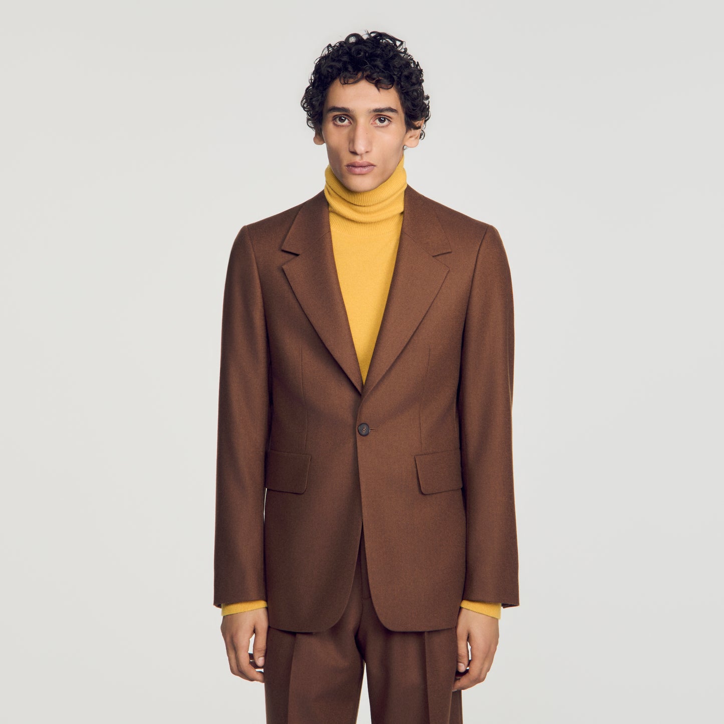 Mode Flannel Loose wool suit jacket Brown