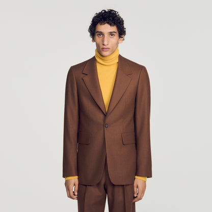 Mode Flannel Loose wool suit jacket Brown