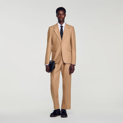 Mode Flannel Wool suit jacket Beige
