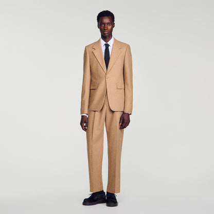 Mode Flannel Wool suit jacket Beige