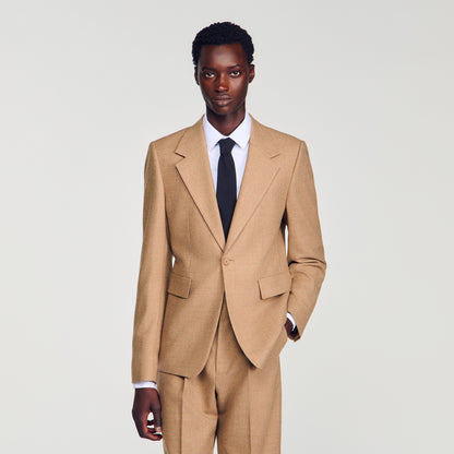 Mode Flannel Wool suit jacket Beige