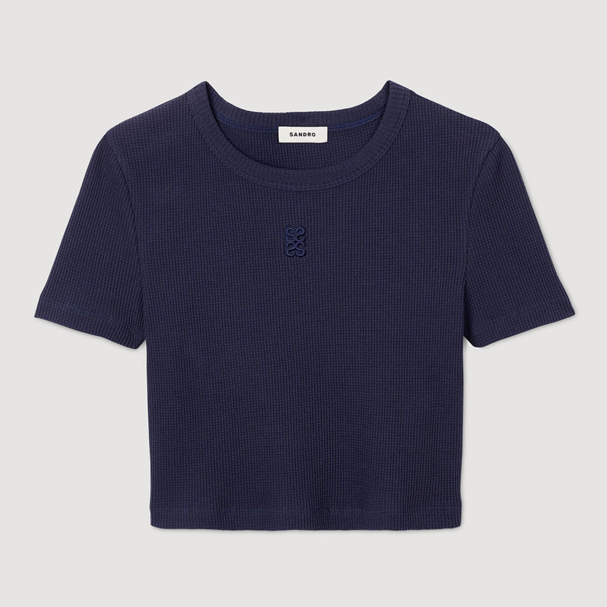 Bee Cropped T-Shirt Navy Blue