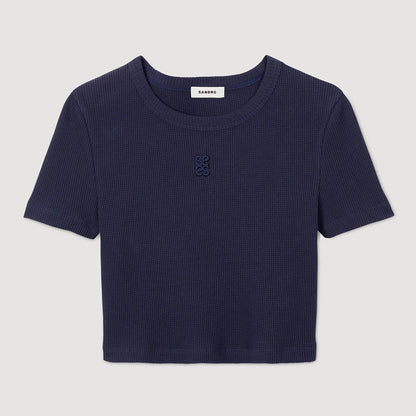 Bee Cropped T-Shirt Navy Blue