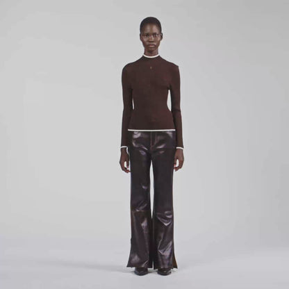 Cole Ribbed roll-neck jumper Brown