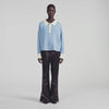 Megan Two-tone wool polo jumper Sky Blue