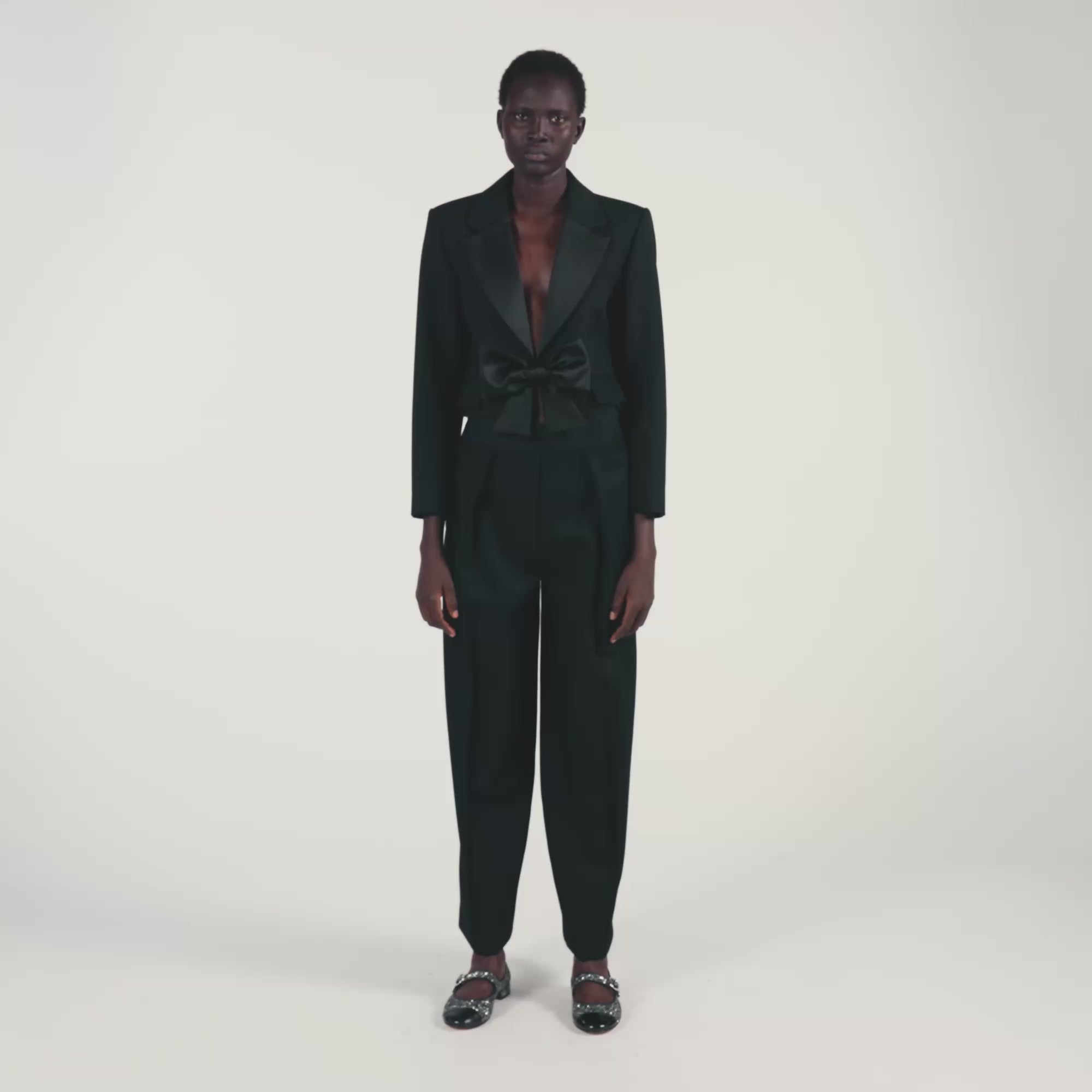 Leandre Wide-Leg Elastic Waist Trousers Black