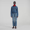 Benjamin Denim jacket with leather collar Blue Jean