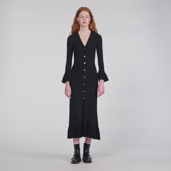 Narya Knit Maxi Dress With Ruffle Black