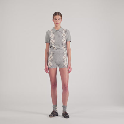 Miloe Diamond-Pattern Knit Shorts Grey