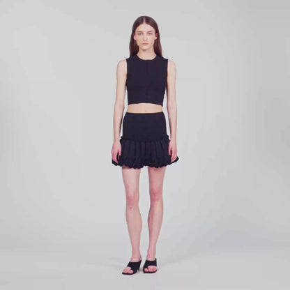 Noe Cropped ribbed knit top Black
