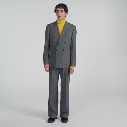 Croisee 4B Pinstripes Abstract pattern wool jacket Middle Grey