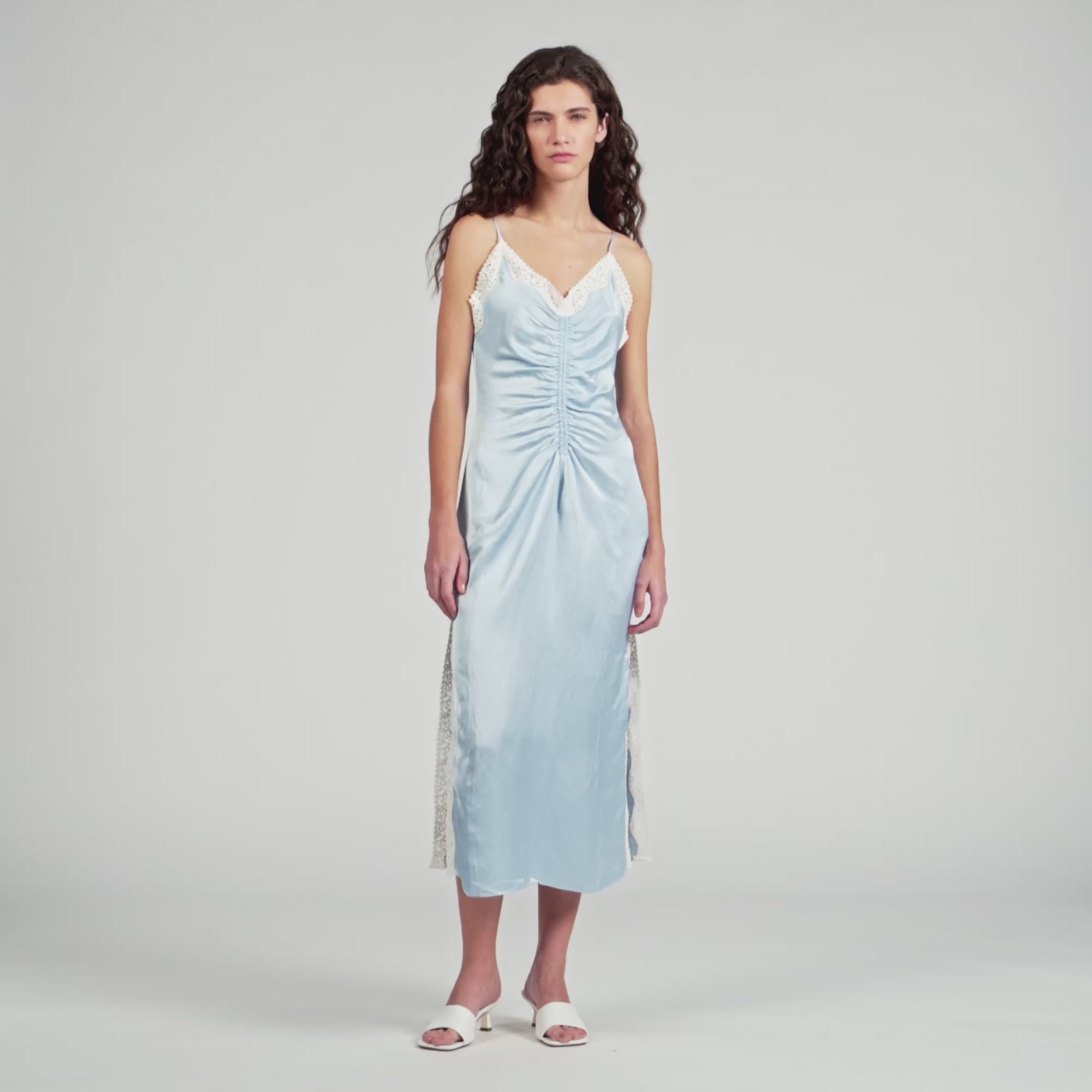Gaiana Satin-Effect Maxi Dress With Straps SKY BLUE