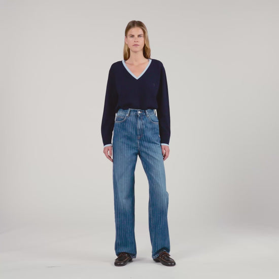 Gaspard Wool And Cashmere Jumper Navy Blue