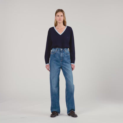 Gaspard Wool And Cashmere Jumper Navy Blue