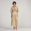 Brasilia Long Rhinestone Cotton Skirt Beige